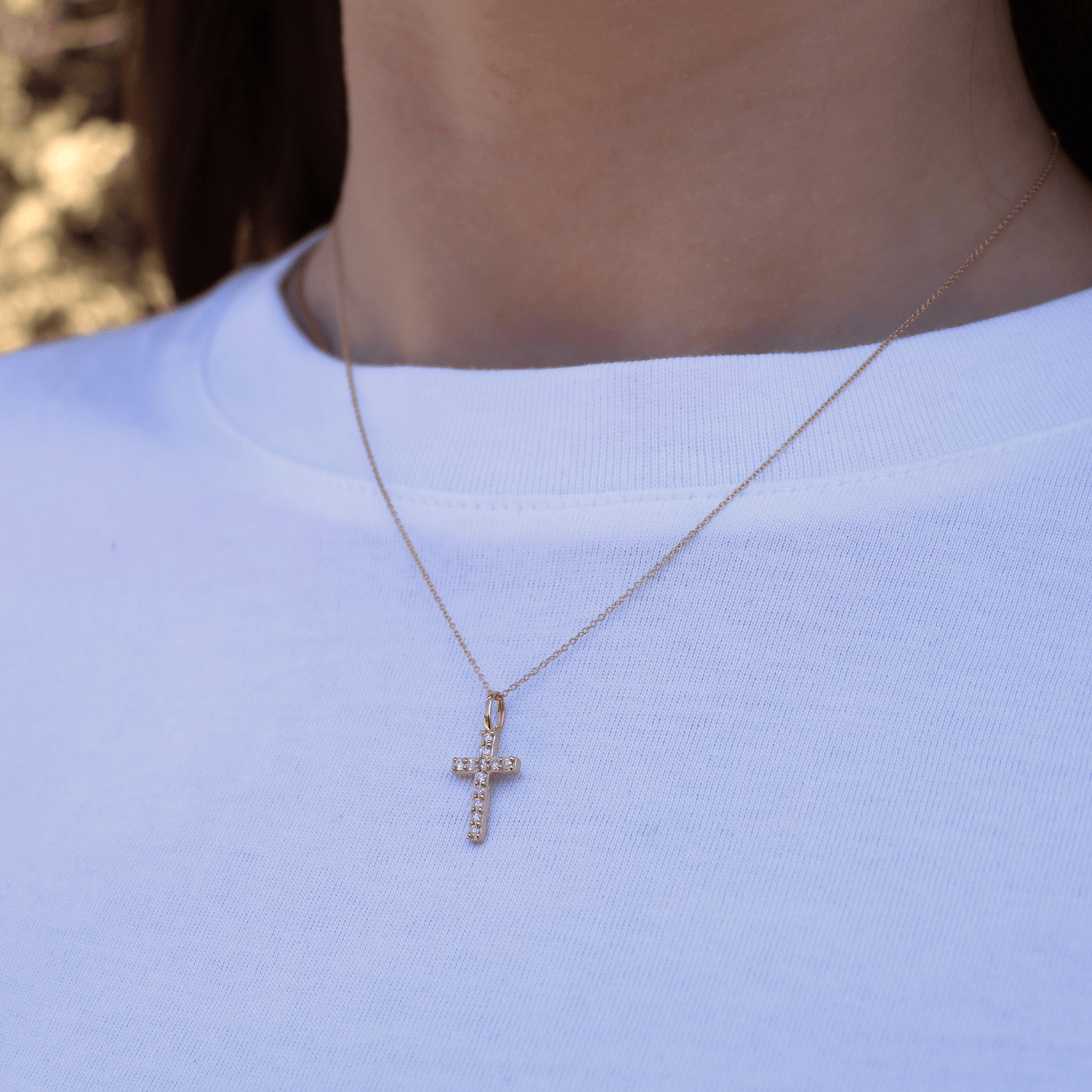 14K 'Paris' Diamond Cross Necklace Necklaces IceLink-CAL   